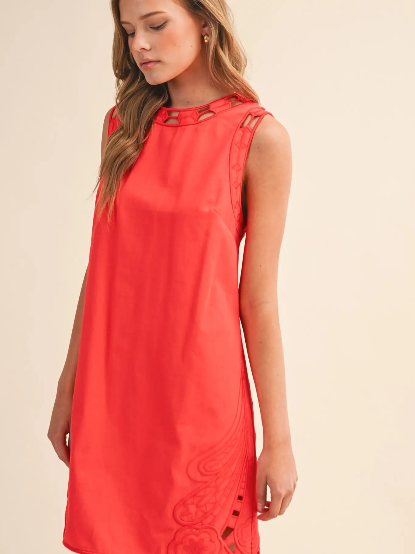Cut-Out Embroidered Shift Dress