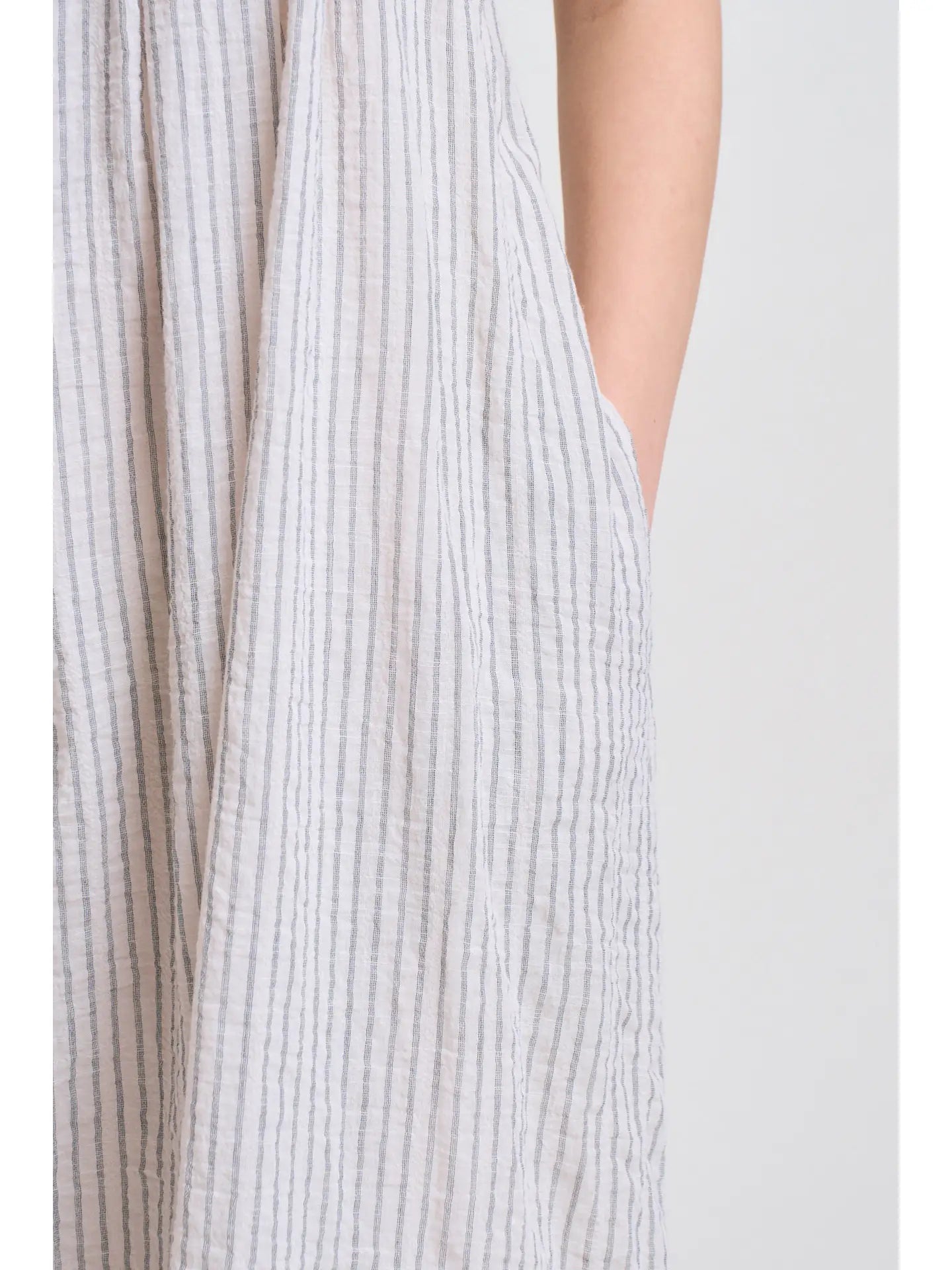 Stripe Pleat Tuck Dress