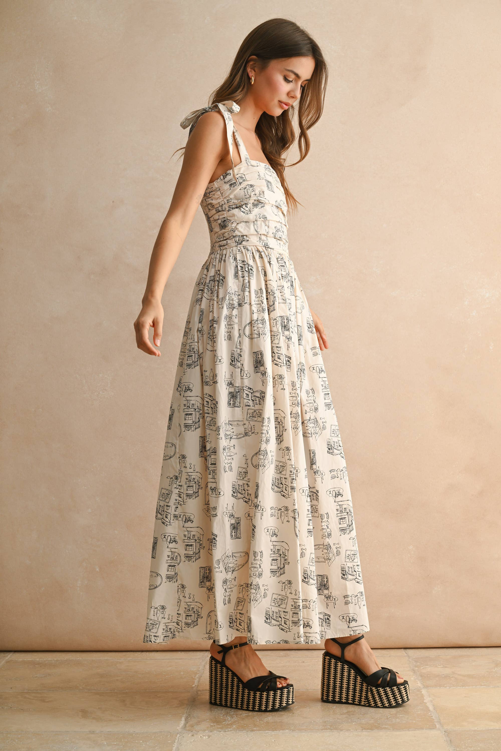 Town Print Maxi Dress
