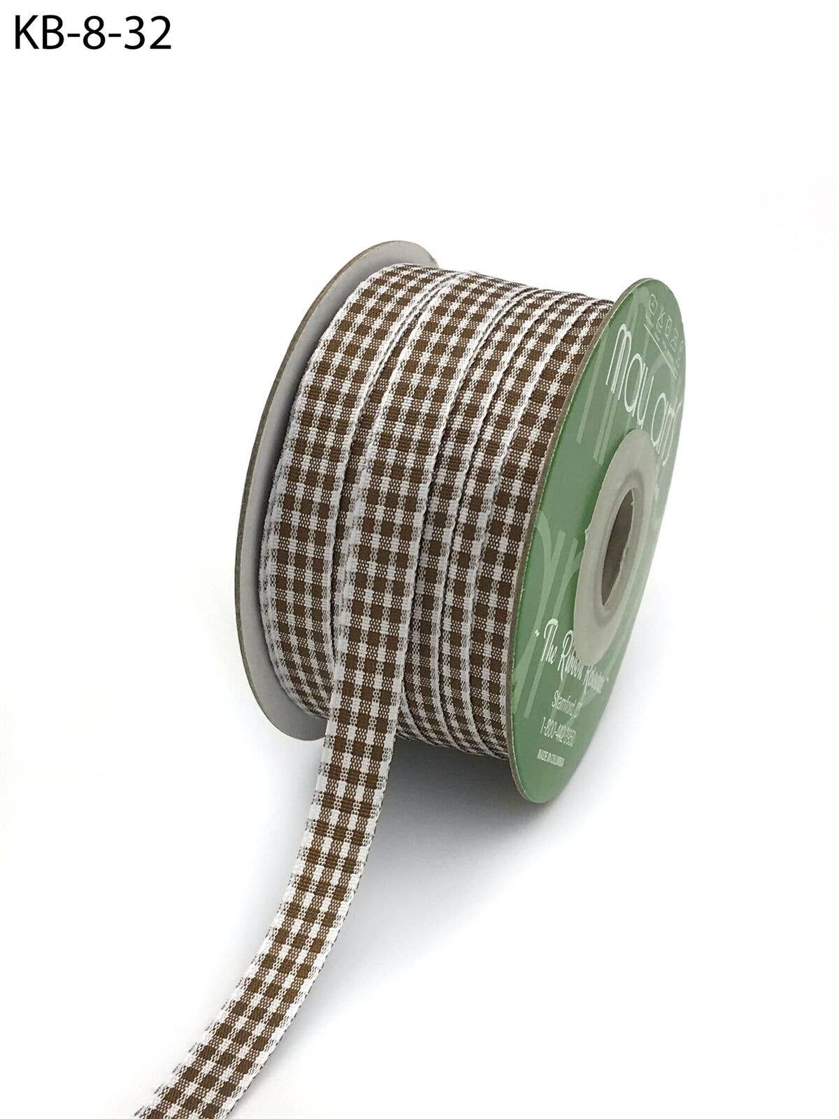 Brown & White Checkered Gingham Ribbon