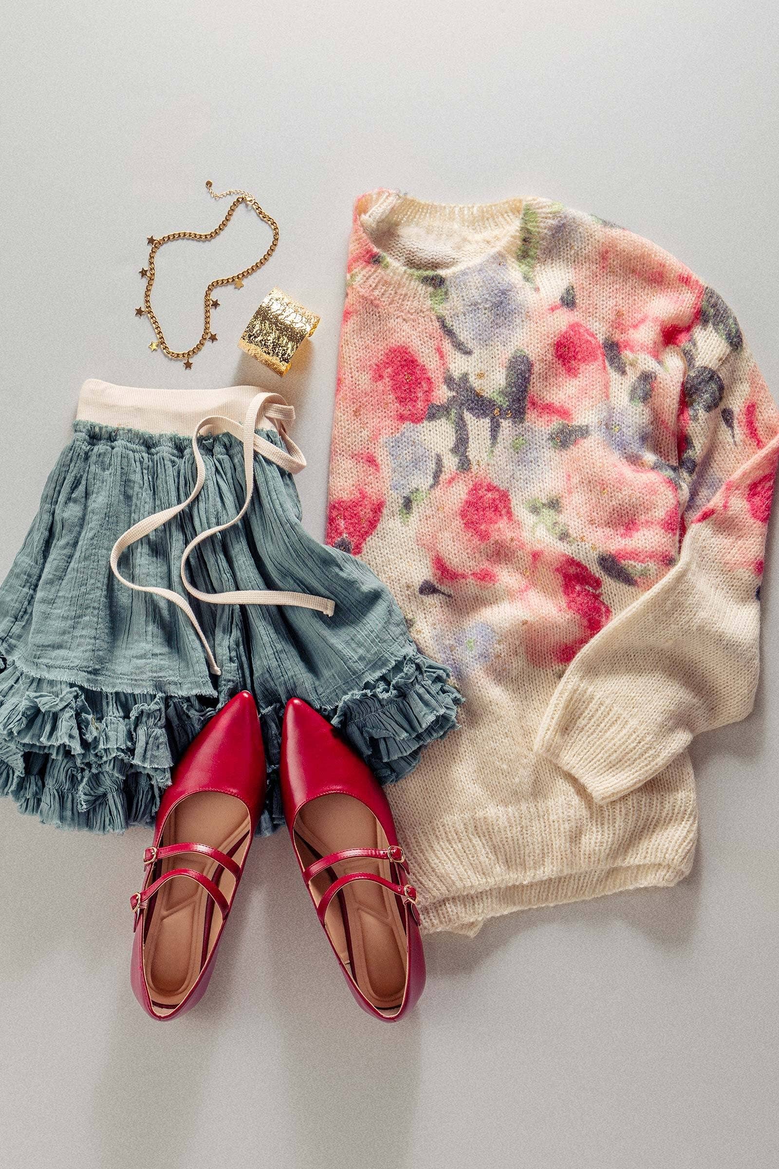 Oversized Floral Print Sweater