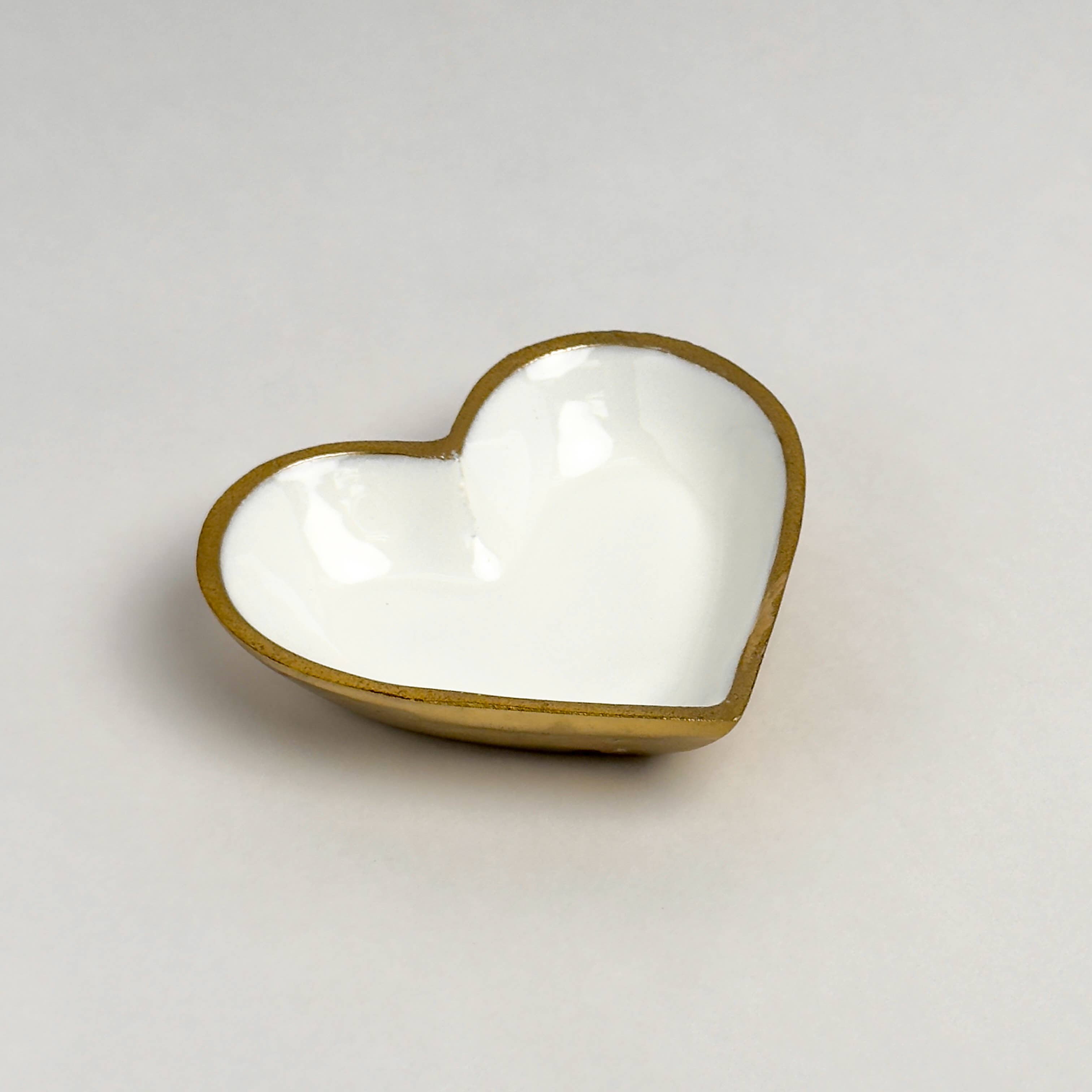 Gold Heart White Enamel Bowl