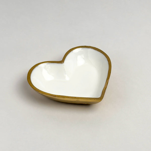 Gold Heart White Enamel Bowl