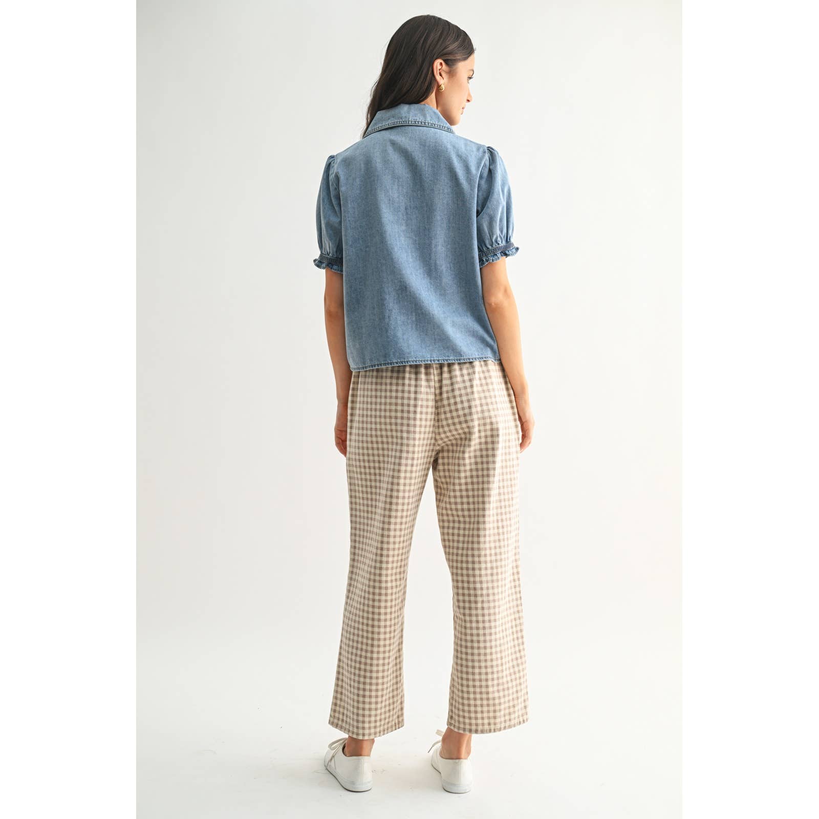 Denim Button-Up Blouse