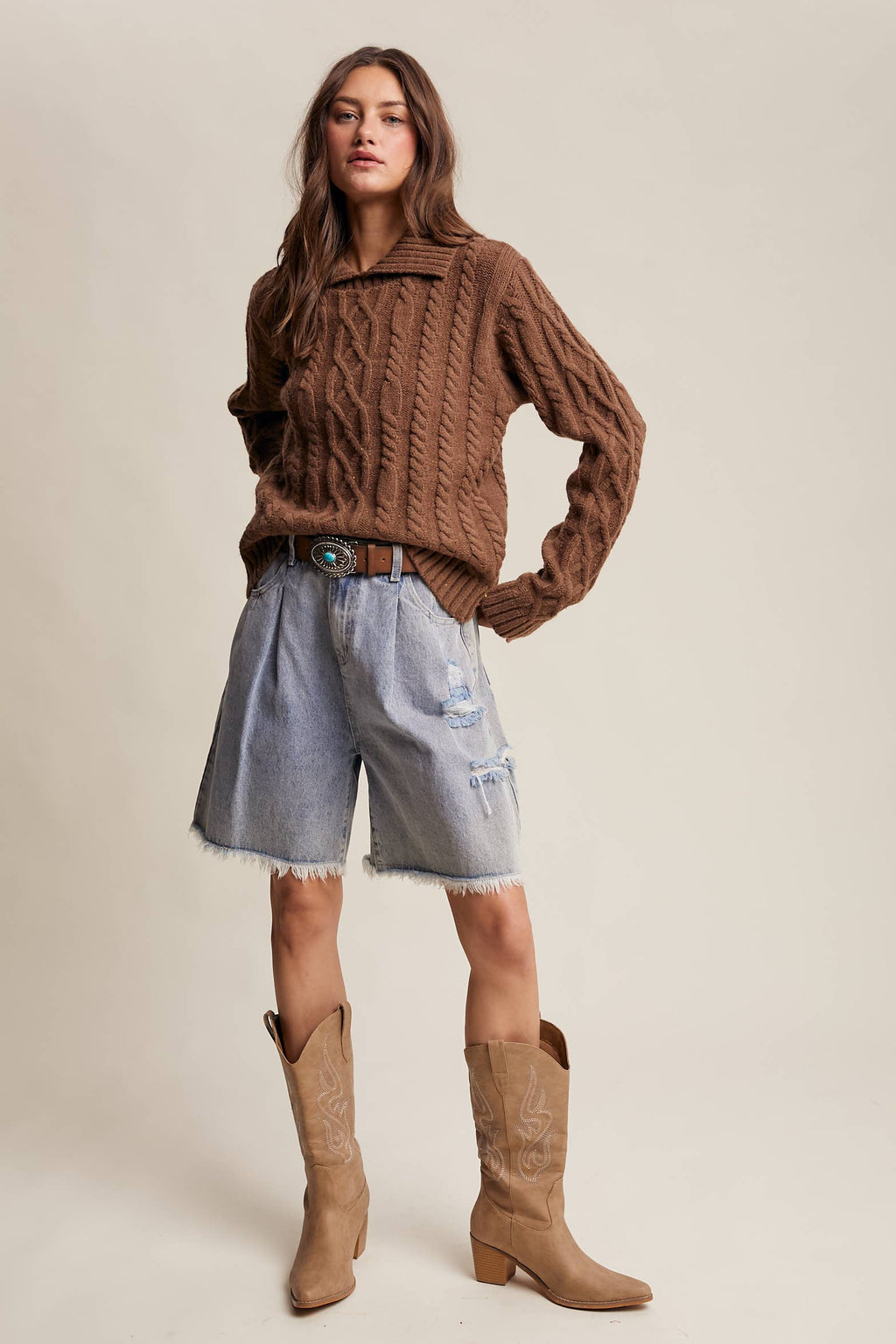 Collared Cable Knit Sweater