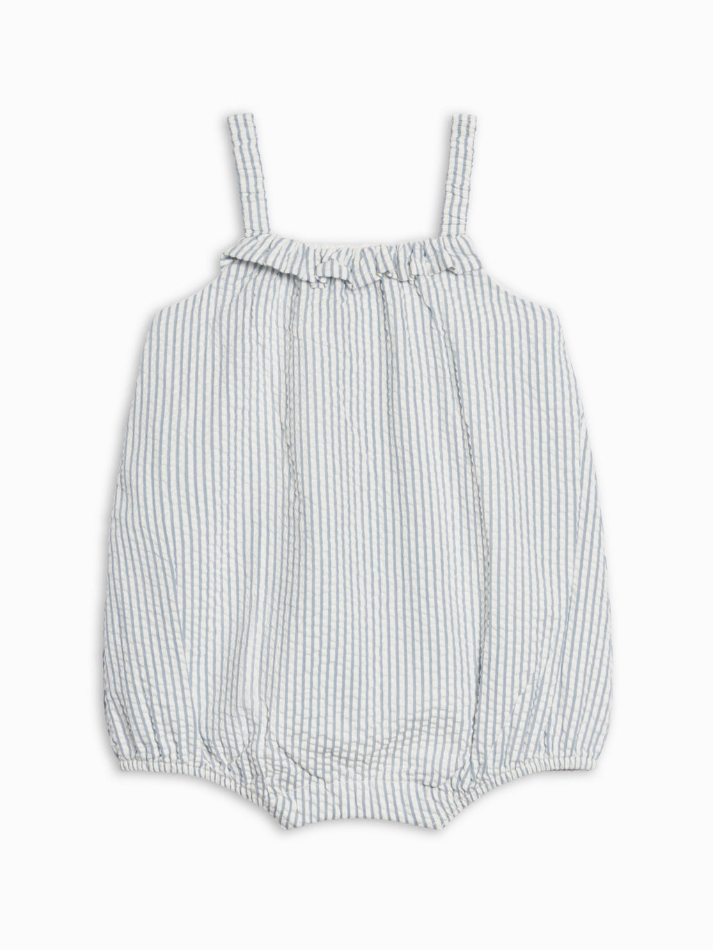 Rosalie Seersucker Ruffle Bubble Romper