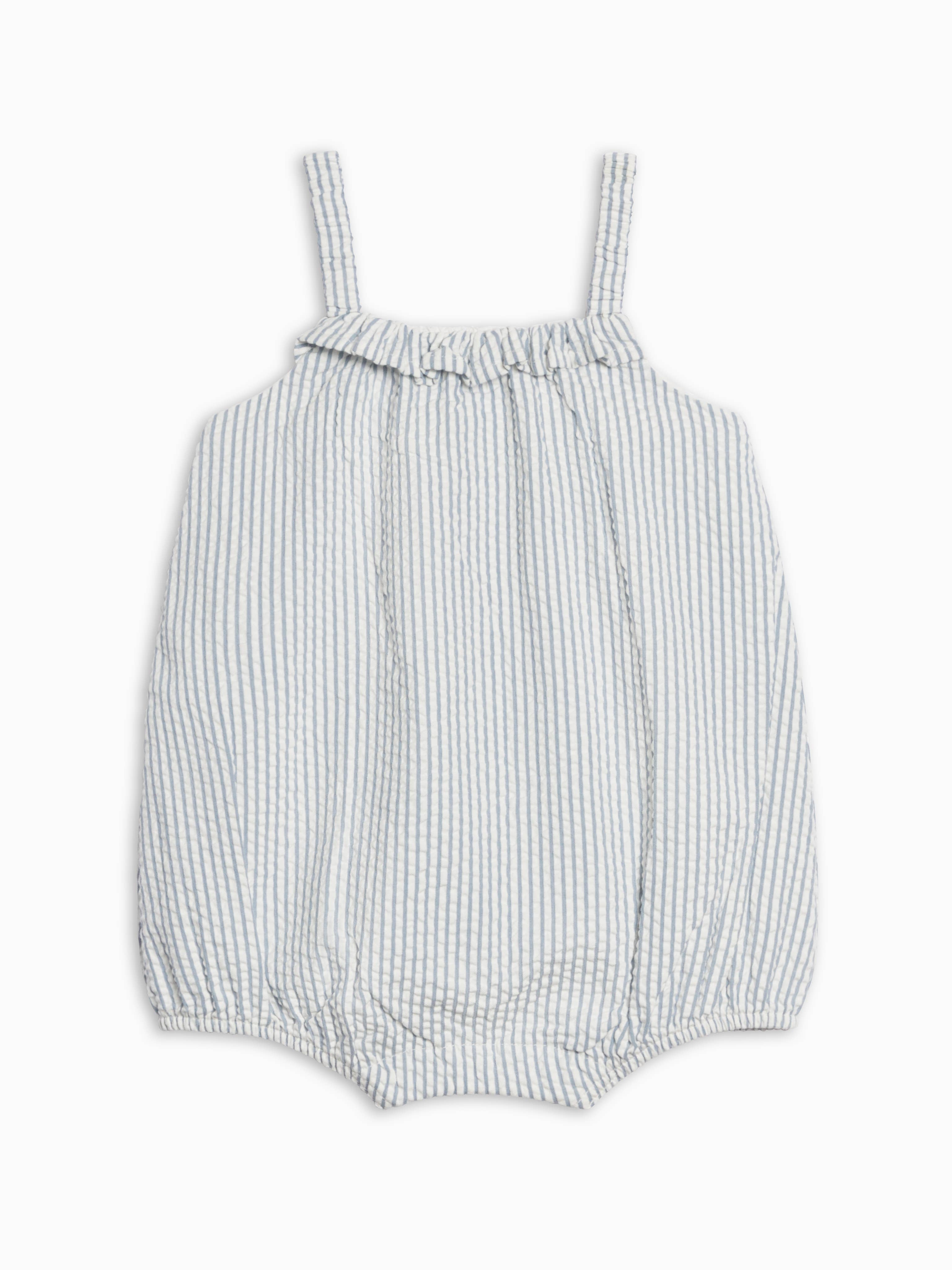 Rosalie Seersucker Ruffle Bubble Romper