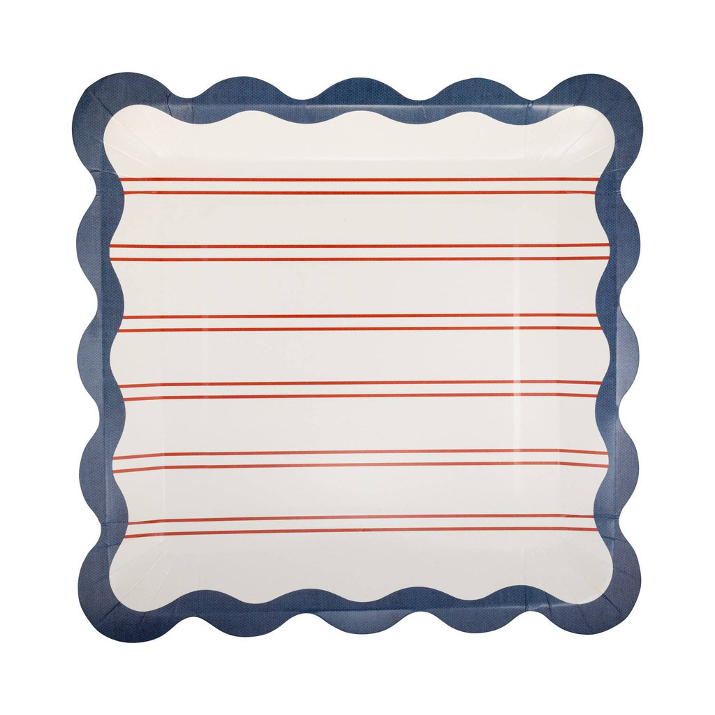 Red Stripes Paper Plate Set