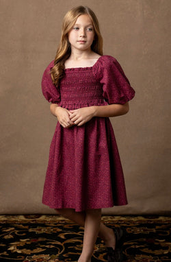 Smocked Bubble Sleeve Dress