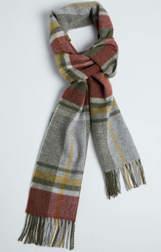 Rust & Green Tartan Lambswool Scarf