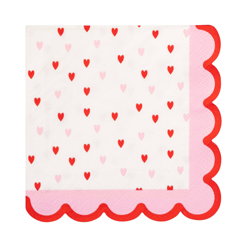 Little Red Pink Hearts Cocktail Napkins