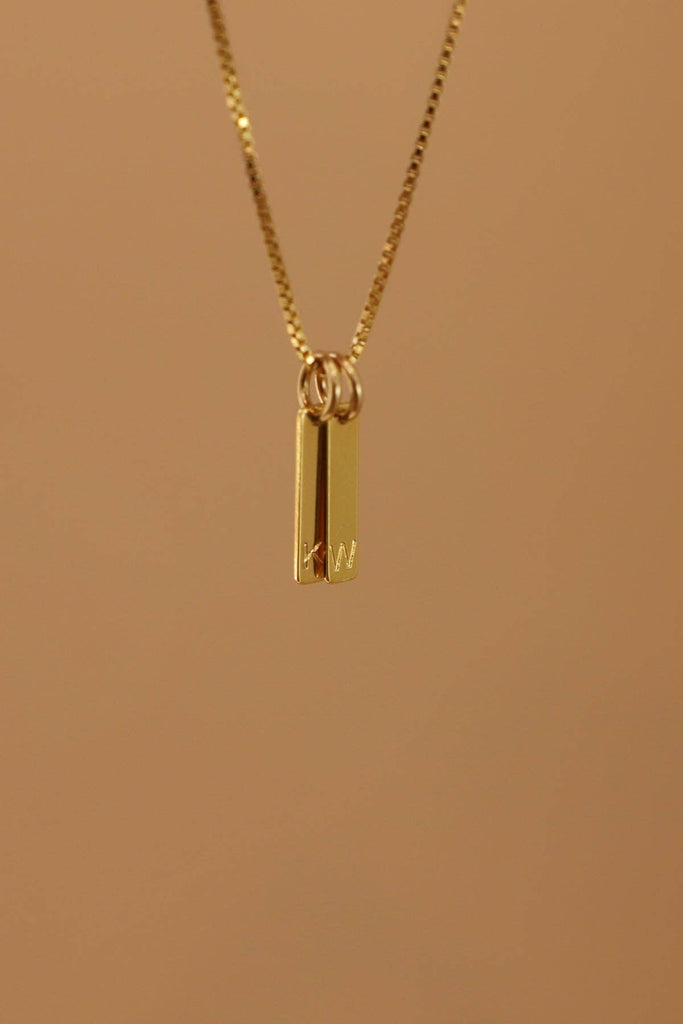 Stamped Initial Charm Necklace