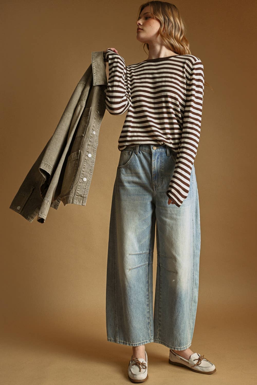 Light Washed Denim Barrel Pants