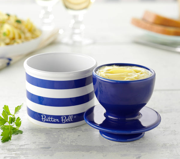 The Original Butter Bell® Crock - Nautical Blue Stripes