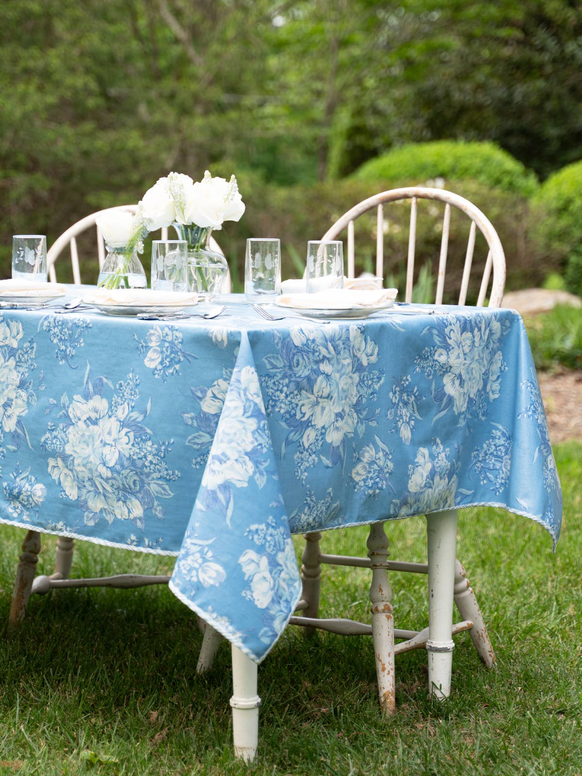 Washed Blue Blanche Oilcloth