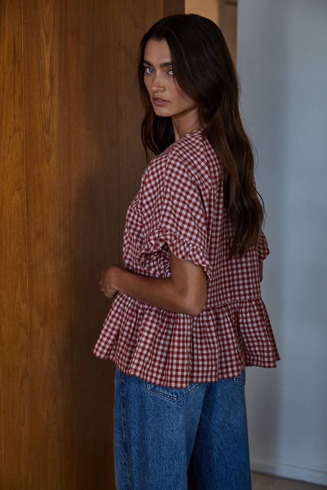 Gingham Ruffle Top