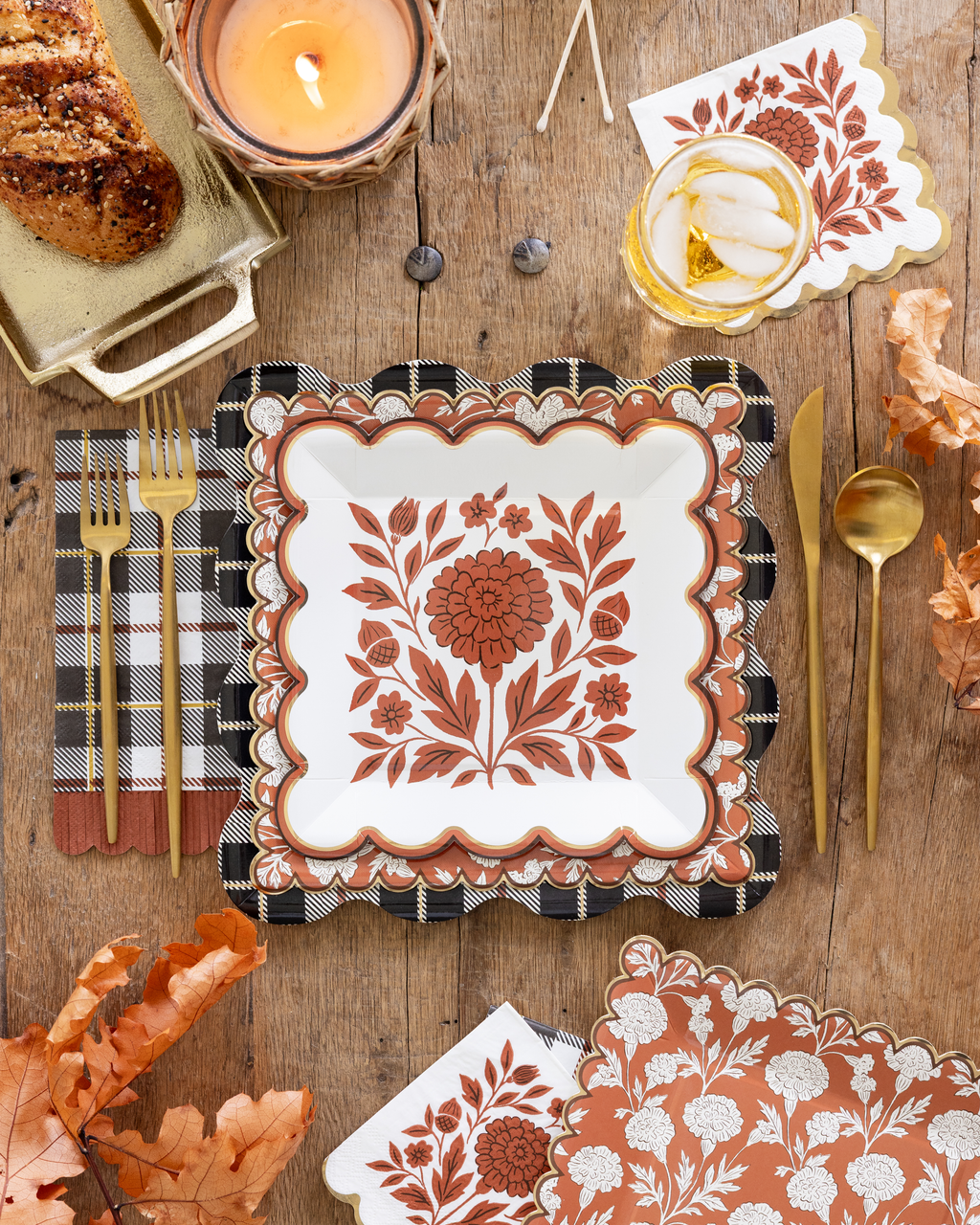 Black Fall Plaid Plates