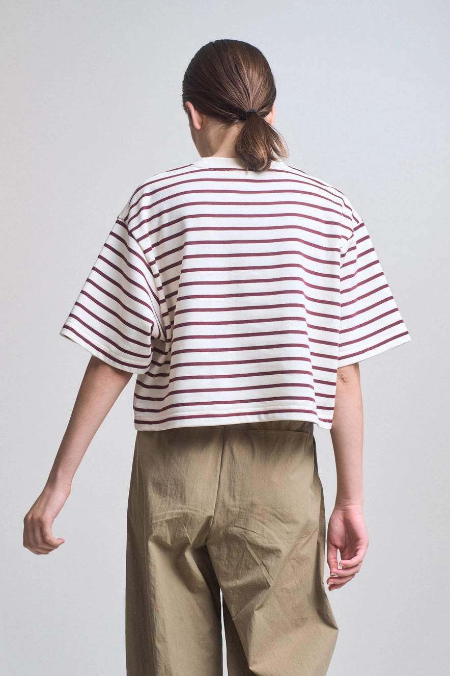 Loose Fit Cropped Stripe T-Shirt