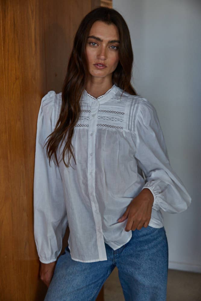 Lace Band Collar Blouse