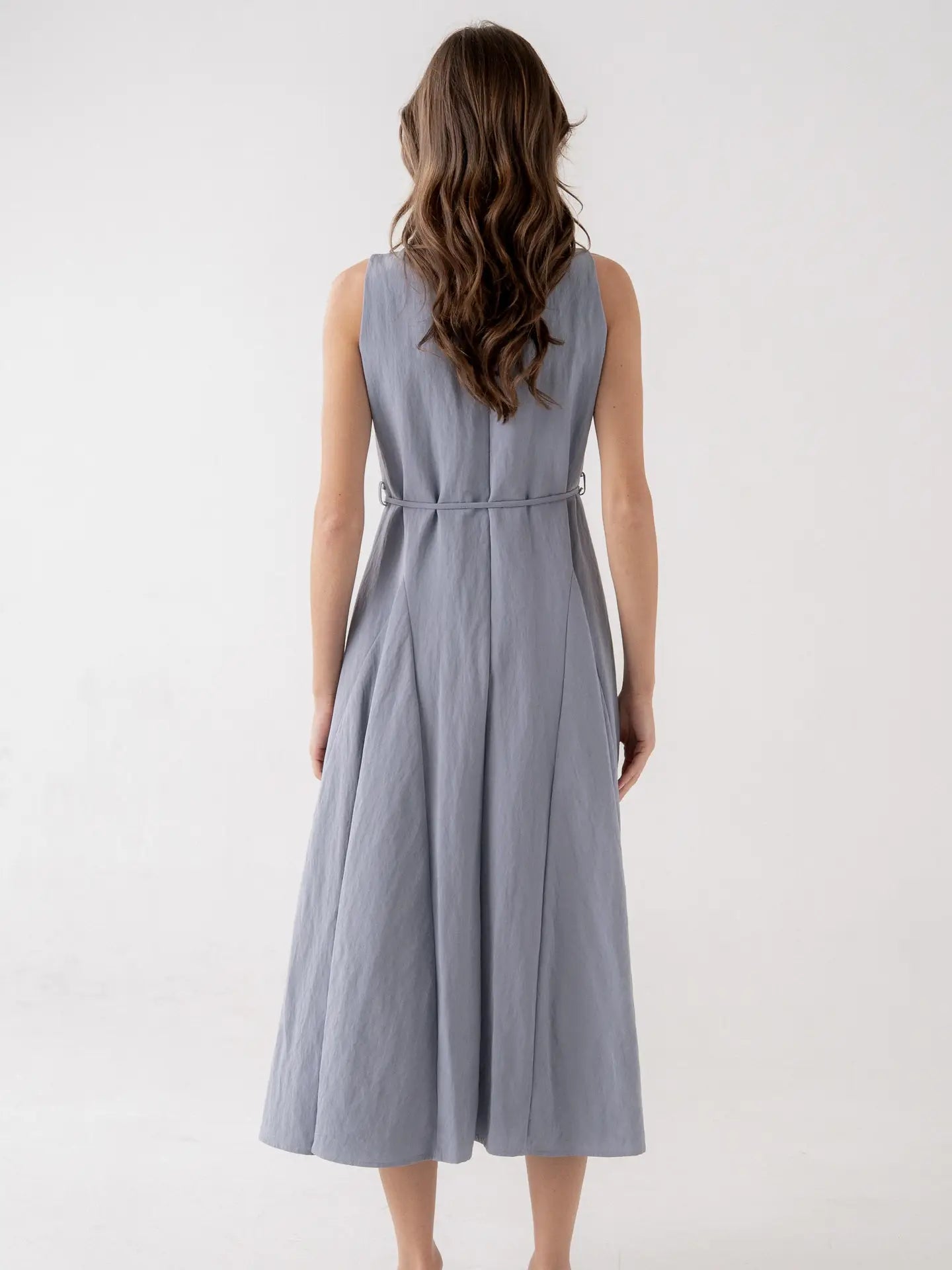 Modular Panel Midi Dress with Tie Waist