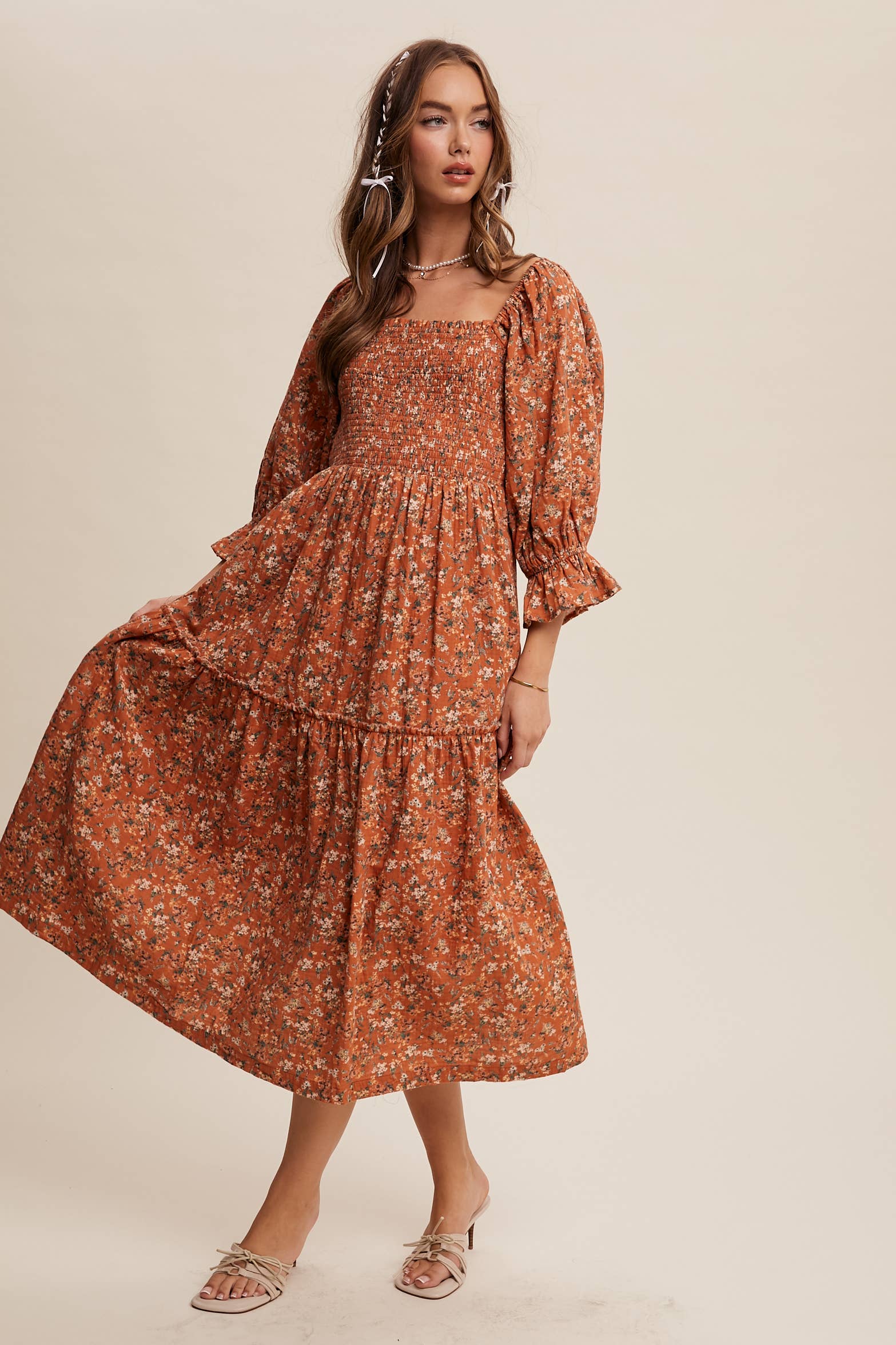 Floral Tiered Midi Dress