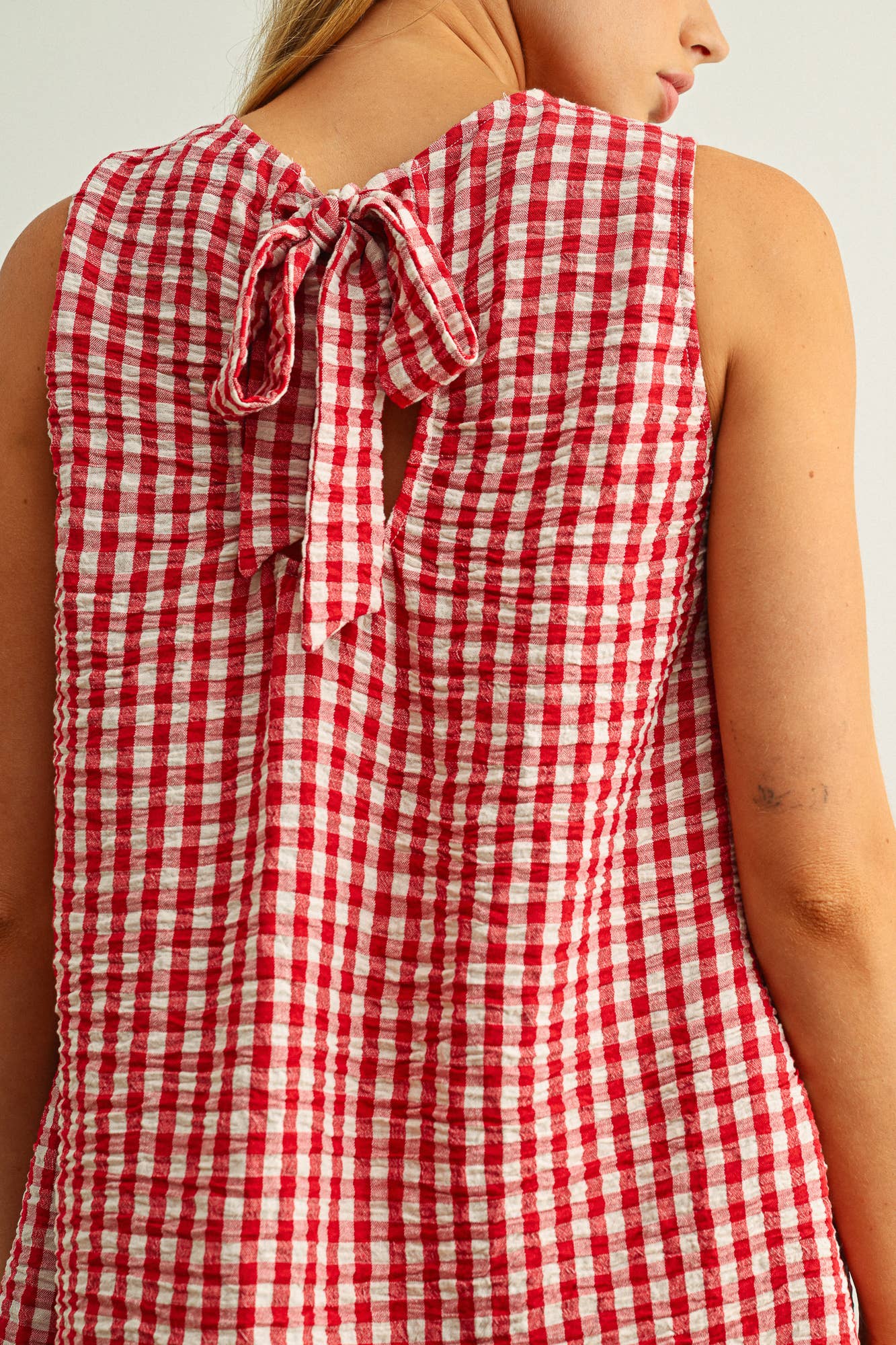Gingham Open Back Dress