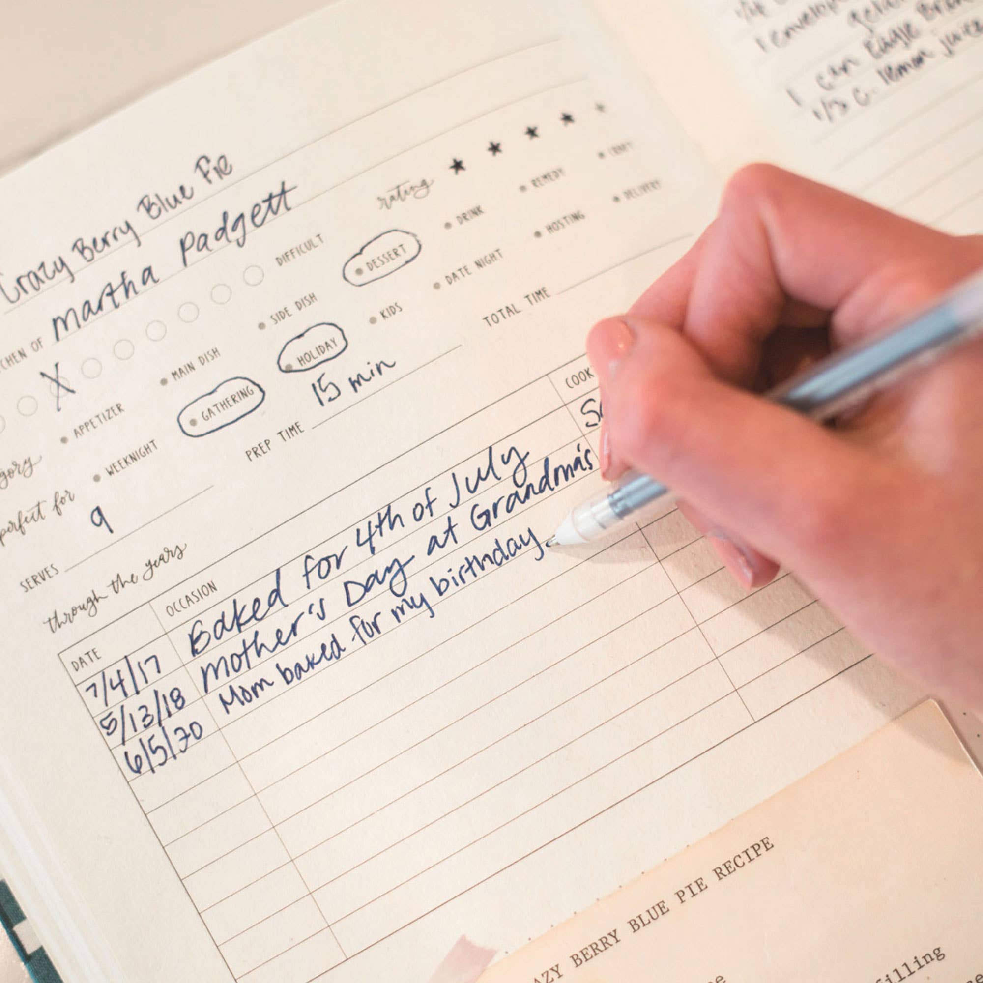 Navy Gingham Heirloom Recipe Book