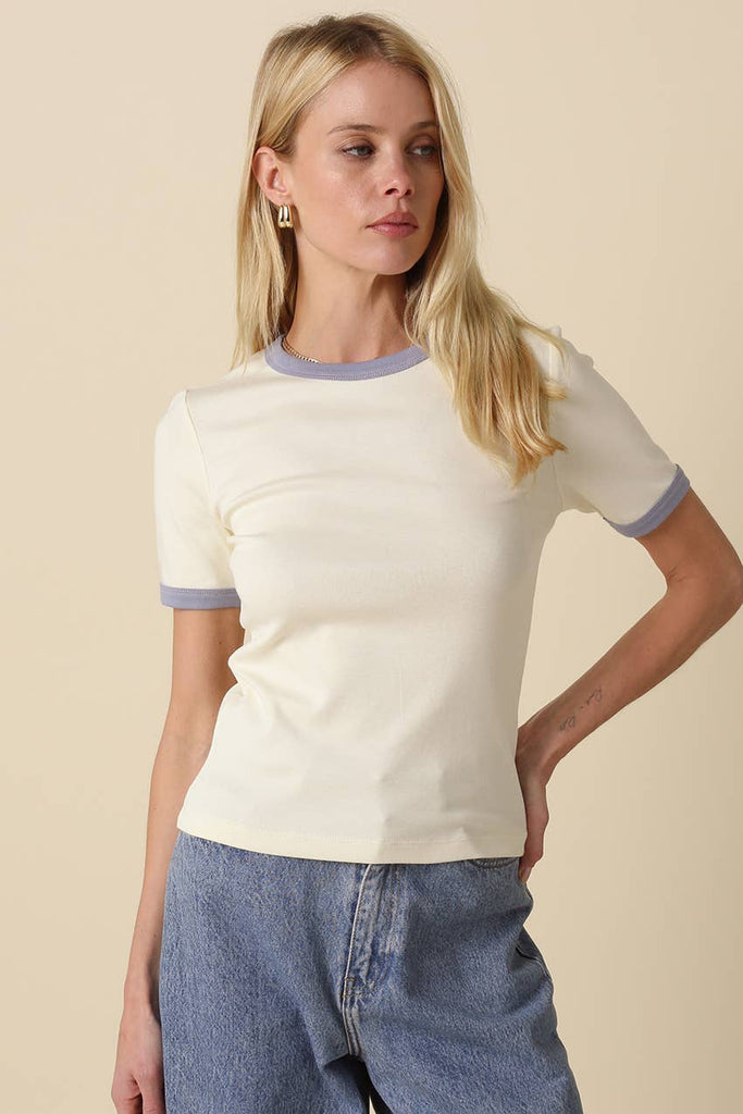 Ivy Contrast Trim Crewneck Tee