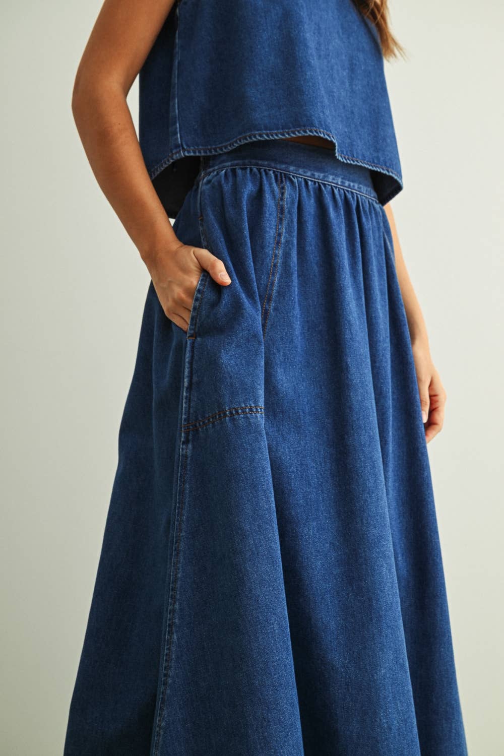 Soft Denim A Line Skirt