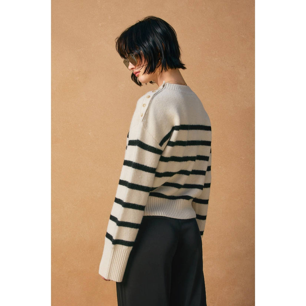 Striped Button Detail Sweater