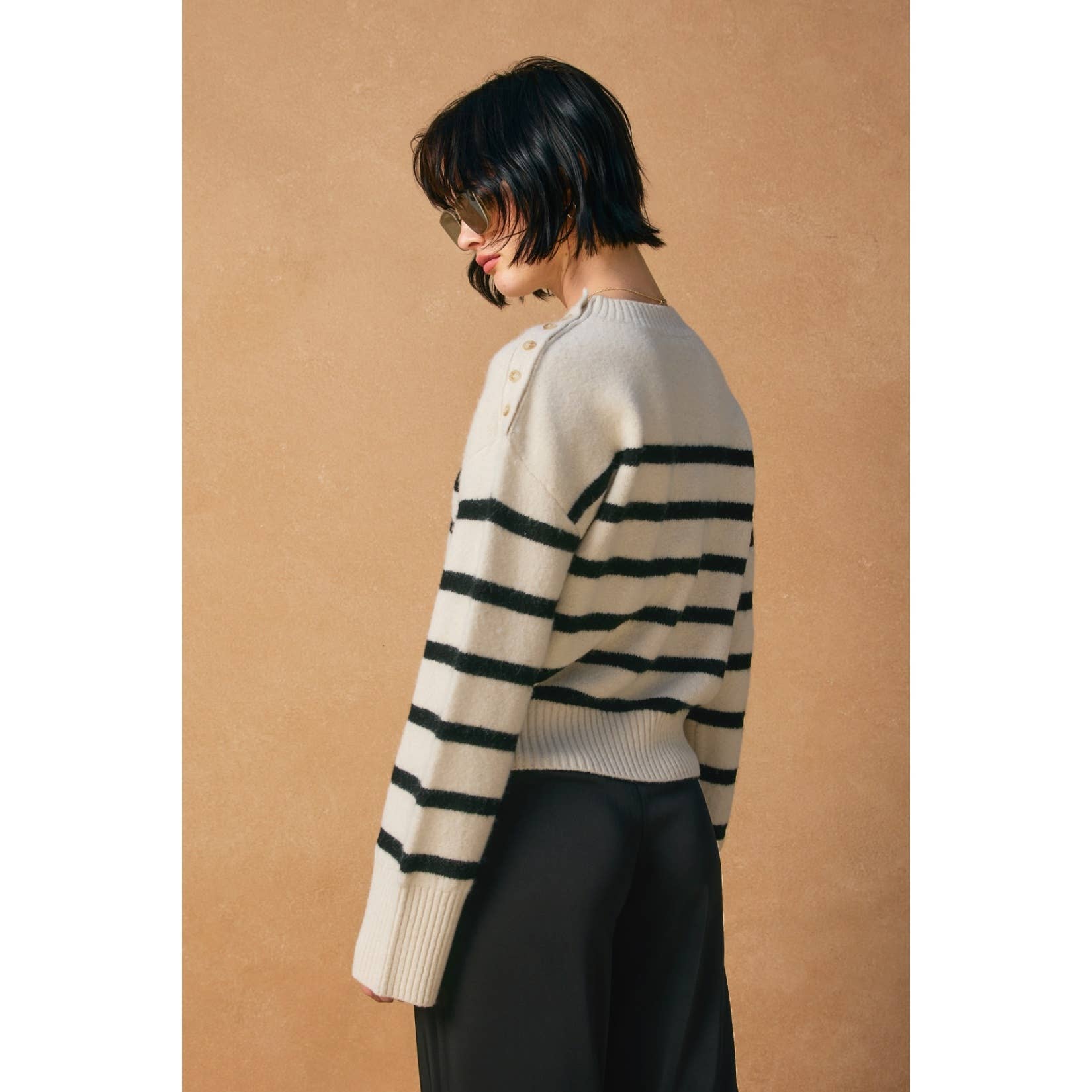 Striped Button Detail Sweater