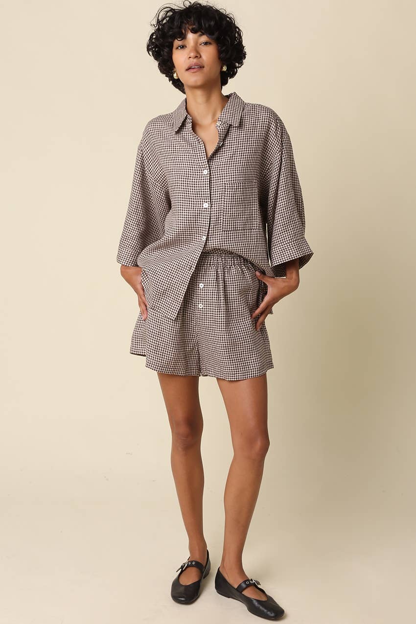 Gabi Gingham Linen Shorts