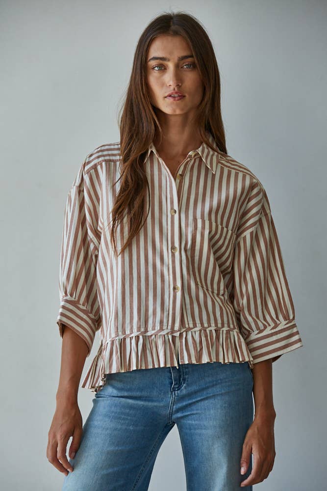 Striped Button Down Shirt Top