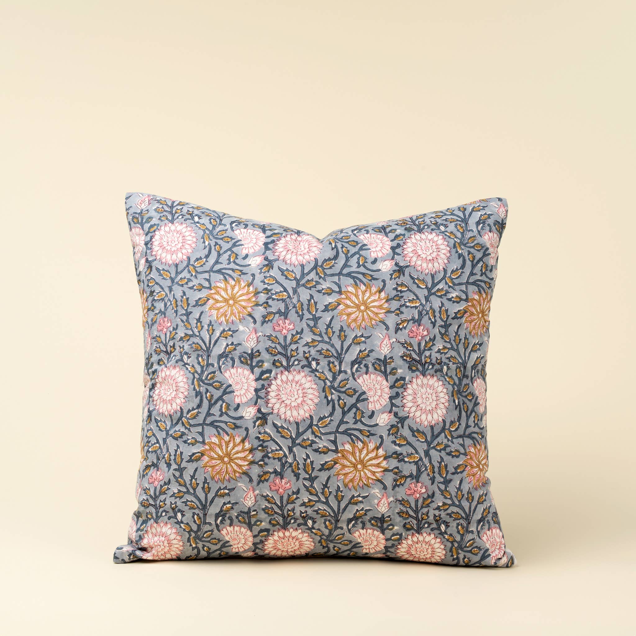 Blue Block Print Pillow