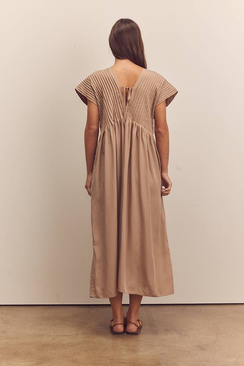 Pin-tucked midi dress