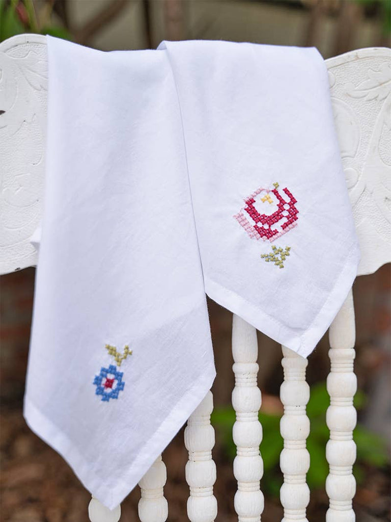 Folklore Cross Stitch Embroidered Napkin Set
