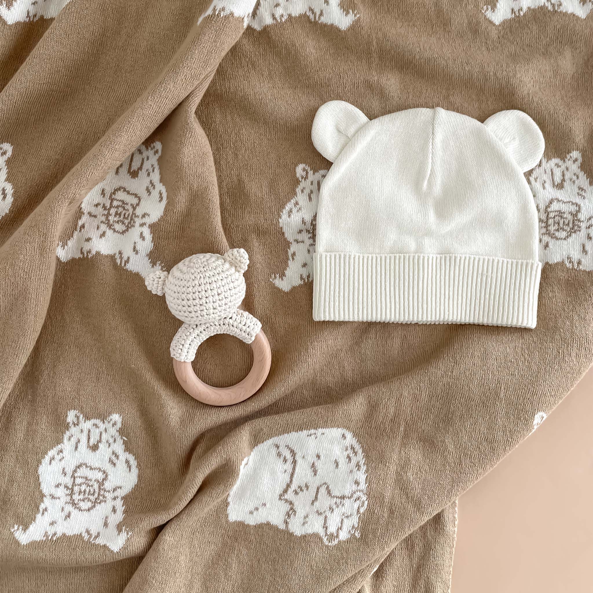 Cream Bear Teether Rattle