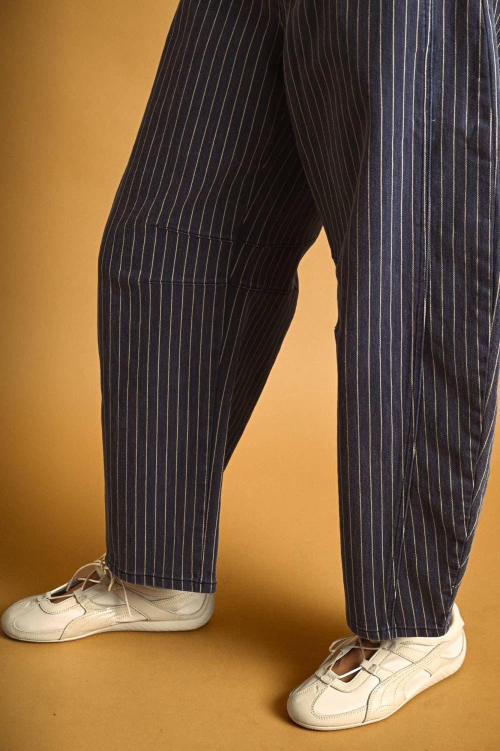 Pinstriped Barrel Pants