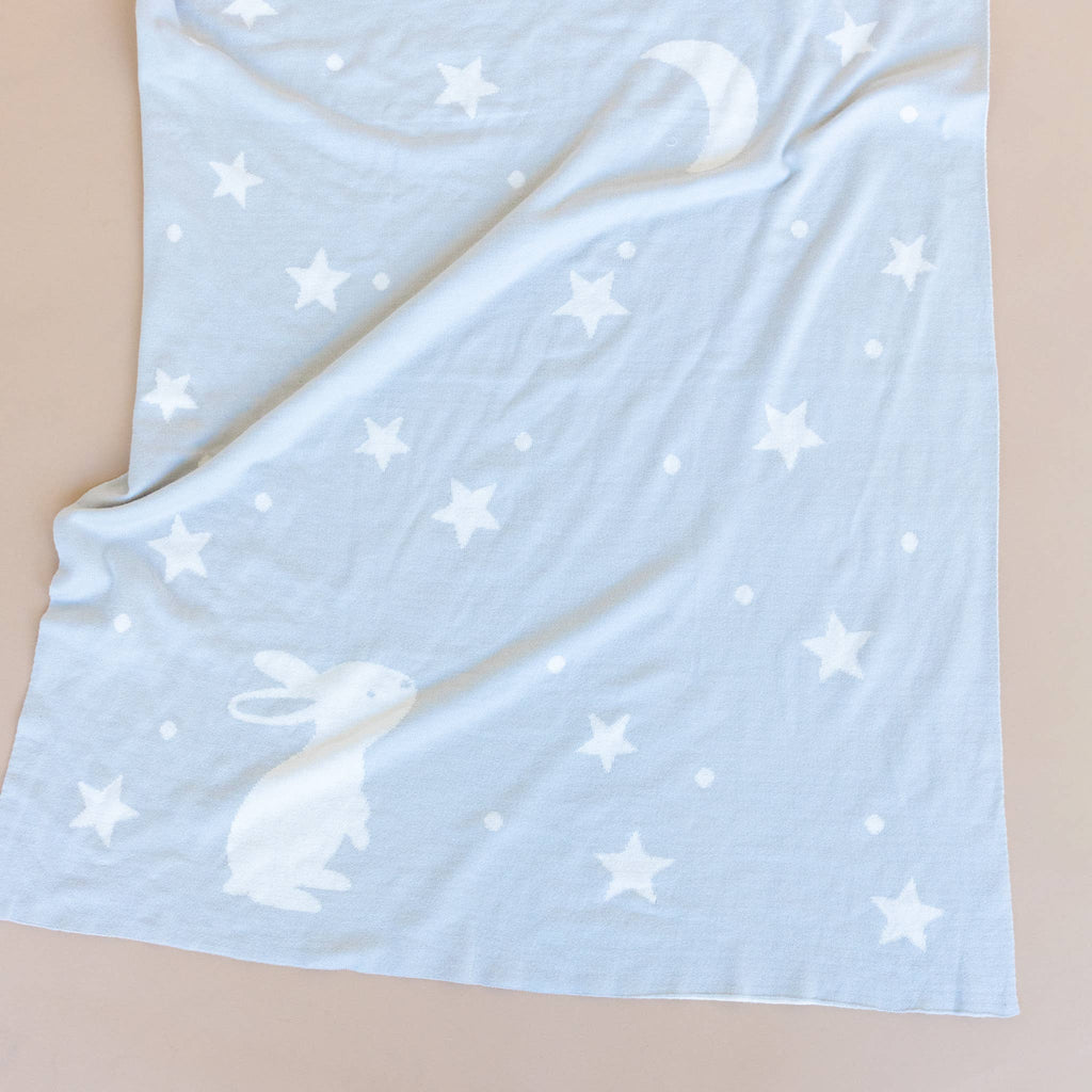Gray Star Moon Bunny Lovey Blanket Set