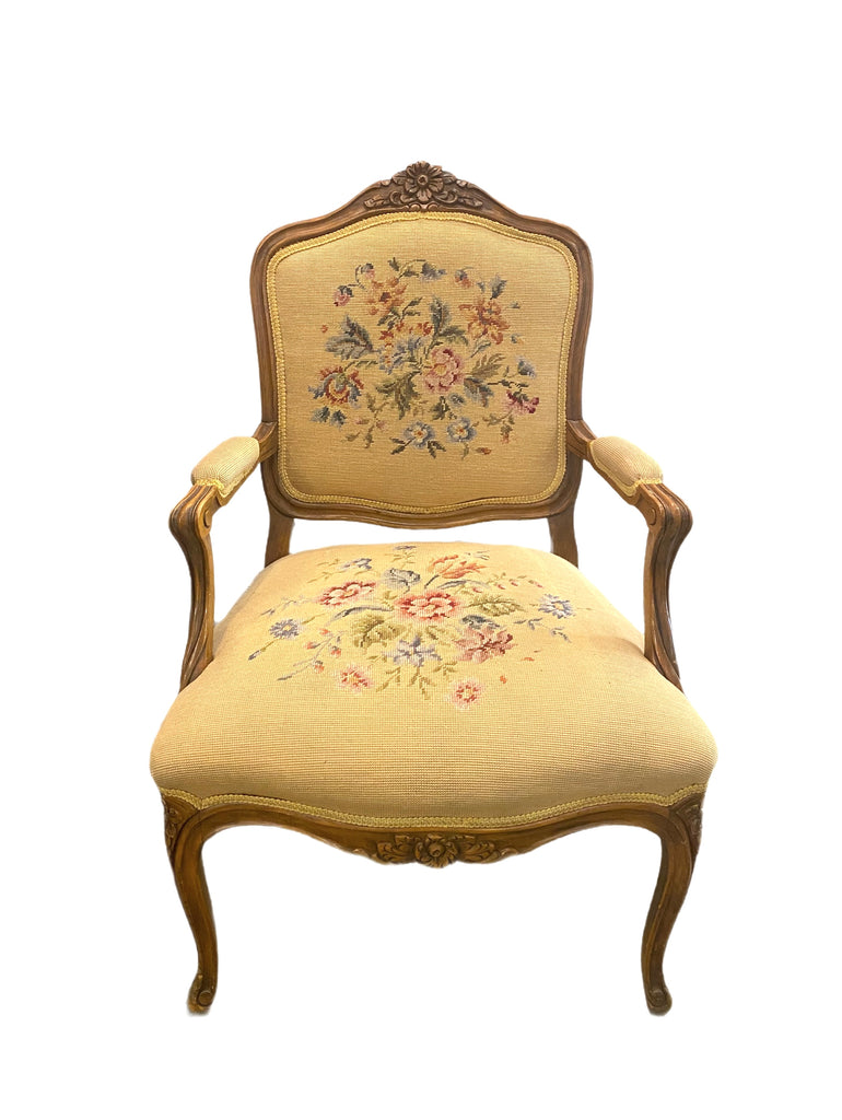 French Louis XV Style Needlepoint Armchair