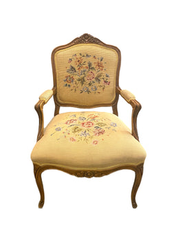 French Louis XV Style Needlepoint Armchair