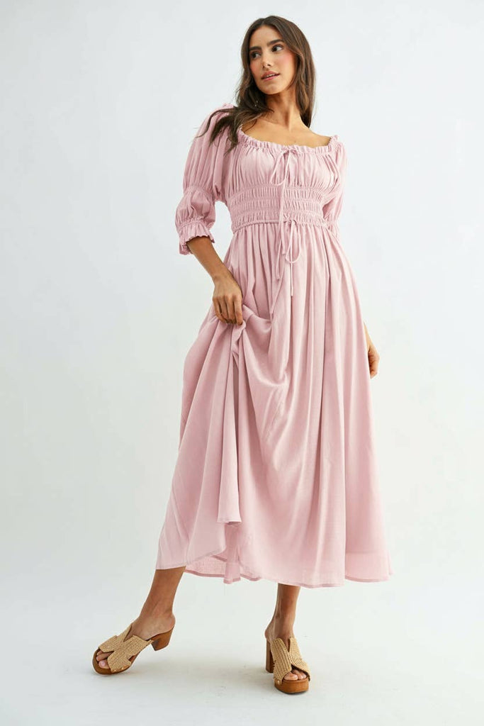 Smocked Bodice Midi Dress