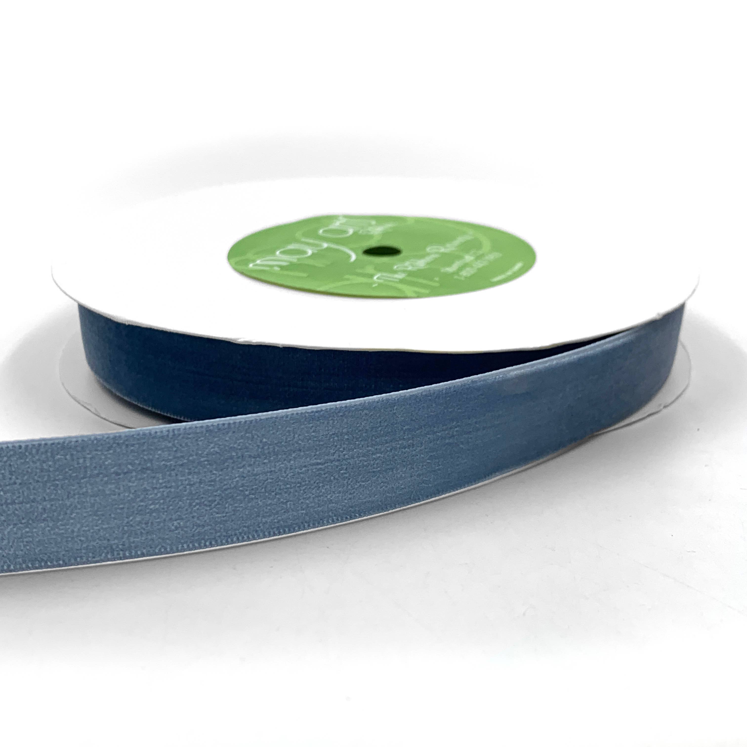 Blue Grey Velvet Ribbon Spool