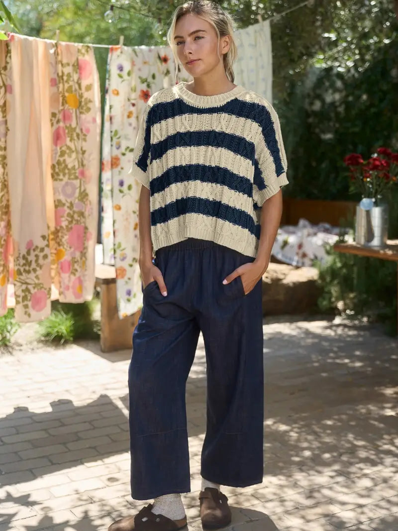 Stripe Cable Knit Sweater