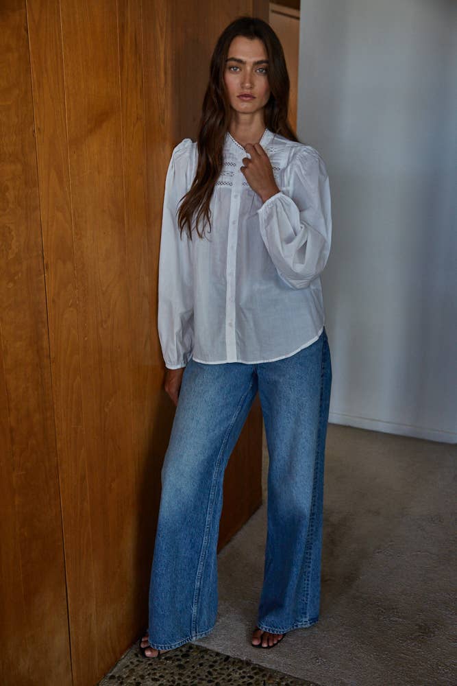 Lace Band Collar Blouse