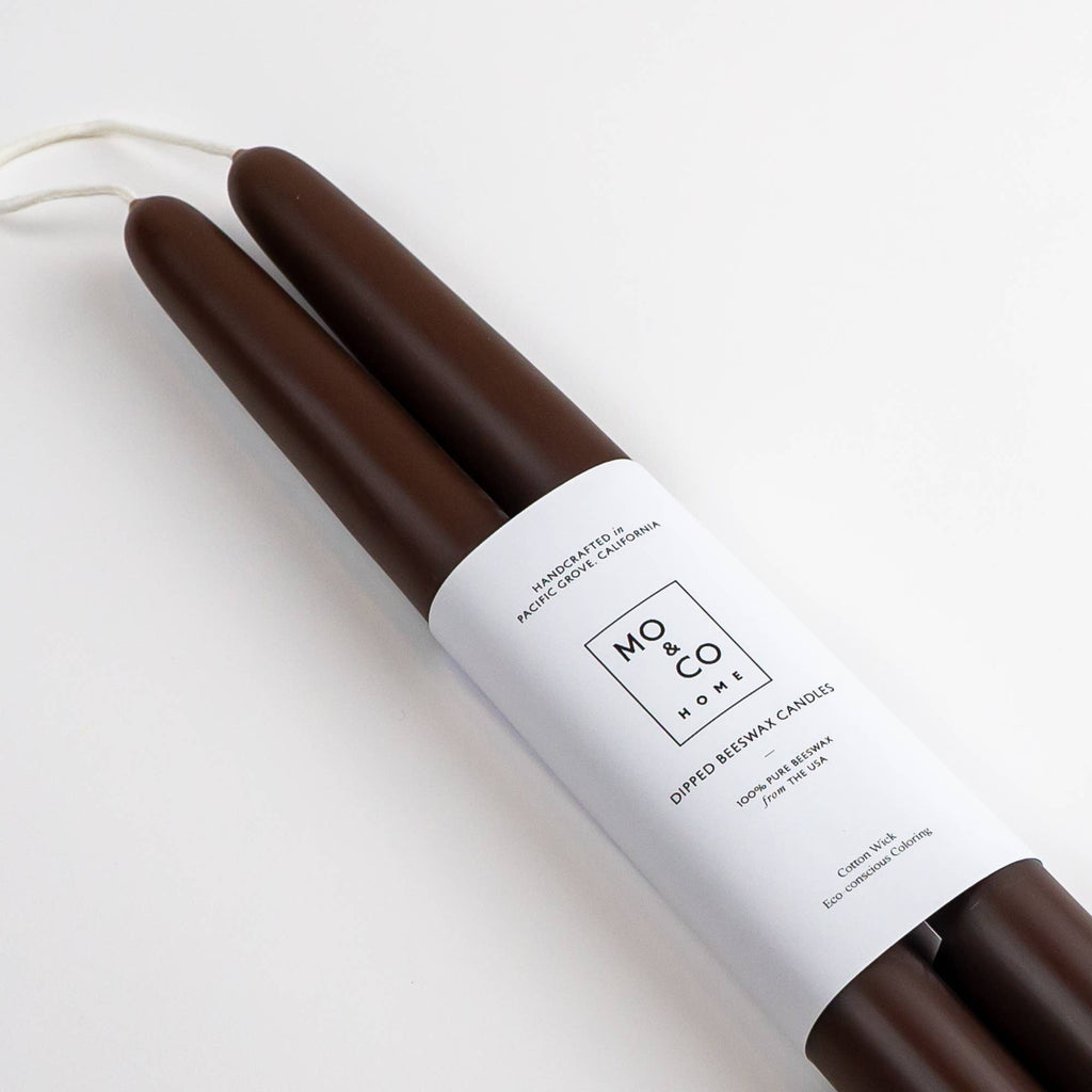 Chestnut Dipped Beeswax Taper Candles