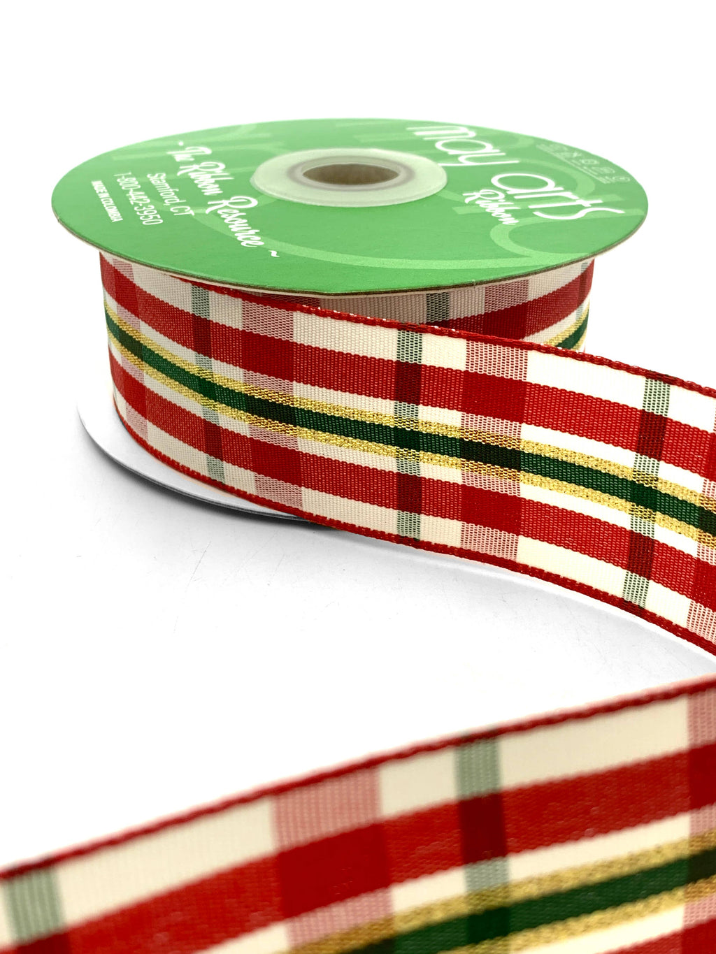 Christmas Gingham Woven Ribbon Spool