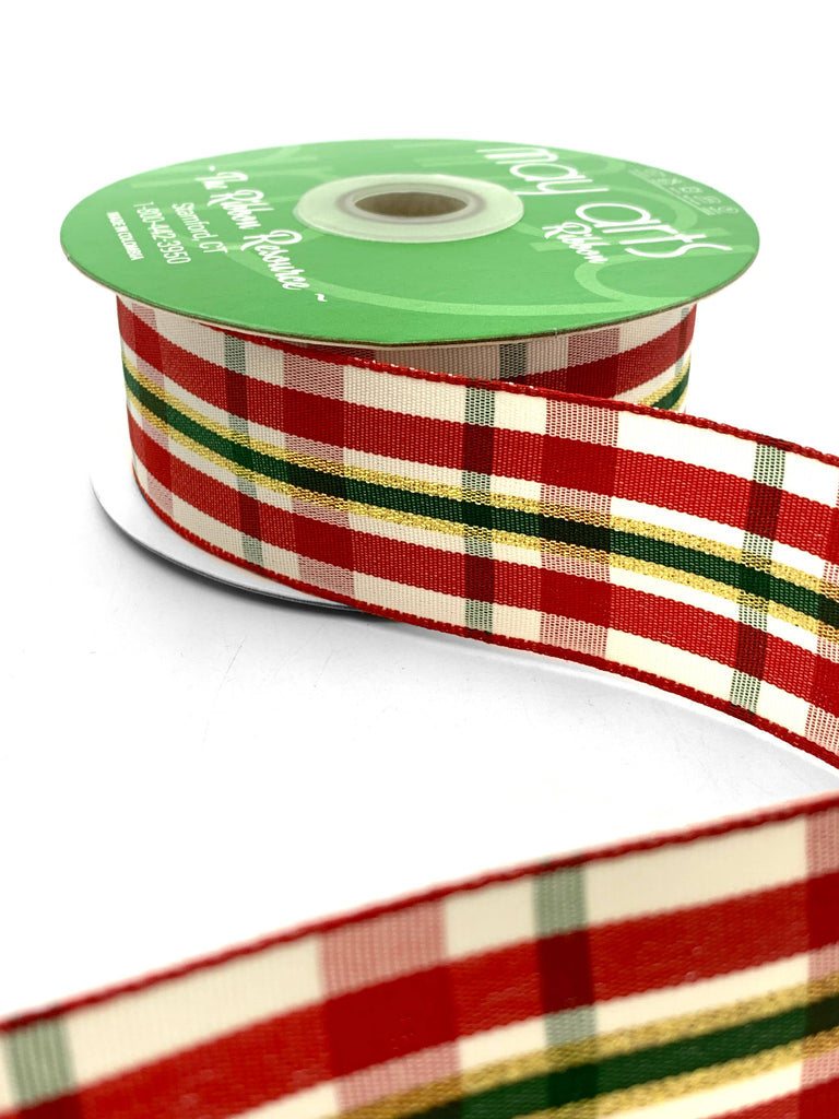 Christmas Gingham Woven Ribbon Spool