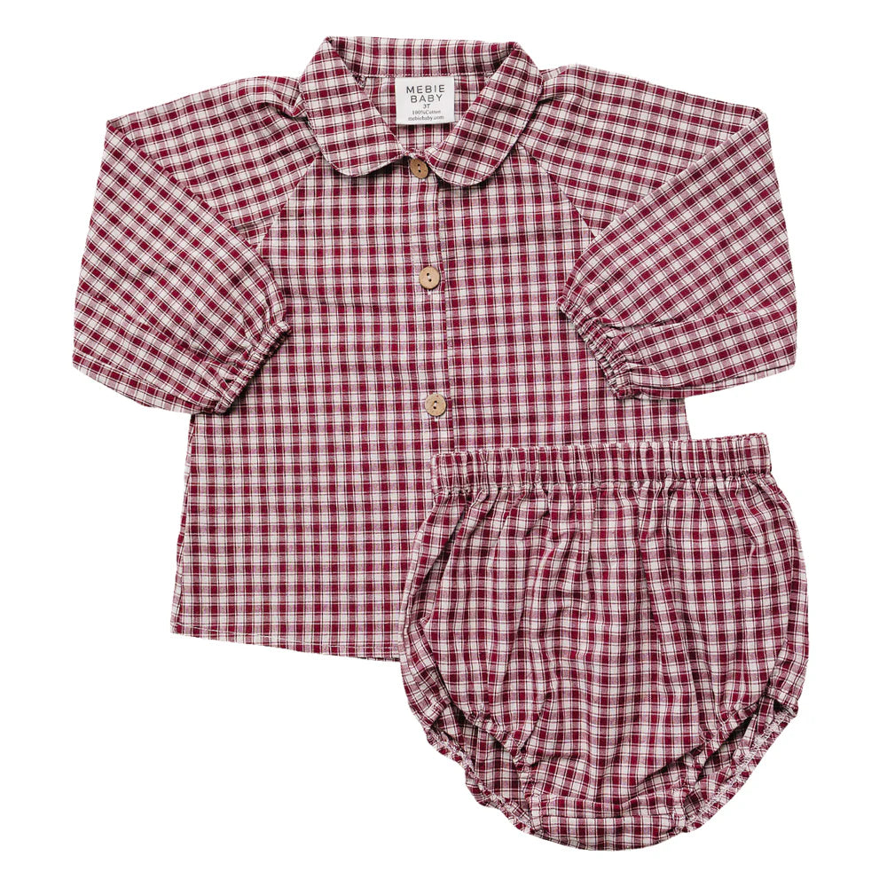 Red Gingham Peter Pan Collar Bloomer Set