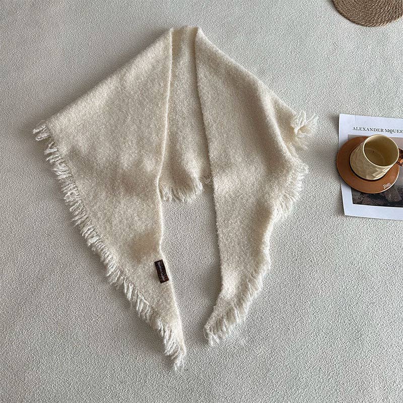 Fringe Wool Triangle Scarf
